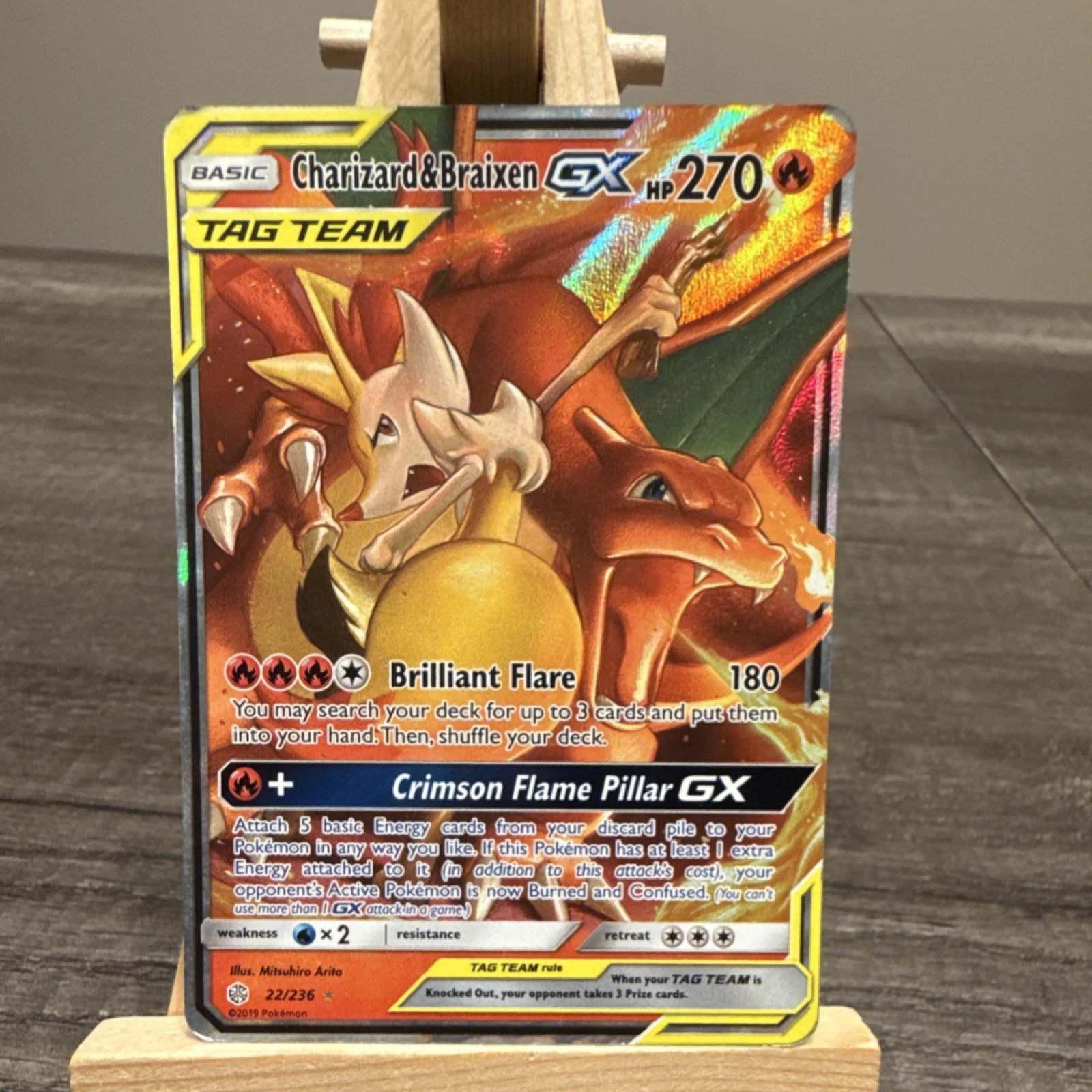 The Pokemon Company Charizard & Braixen GX 22/236 Cosmic Eclipse Holo UR 270