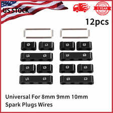 Engine Spark Plug Wire Separator Divider 8mm 9mm 10mm Black 12pcs For Racing Car