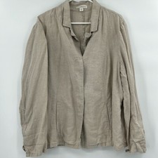 Coldwater Creek Womens 100 Linen Button Up Jacket Sz 18 Coastal Linen Lagenlook