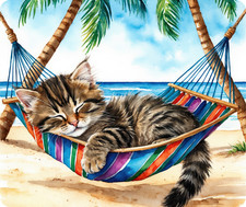 Cat in Hammock 1, Mouse Pad, Sublimated, Can Personalize, Made to Order mp75 