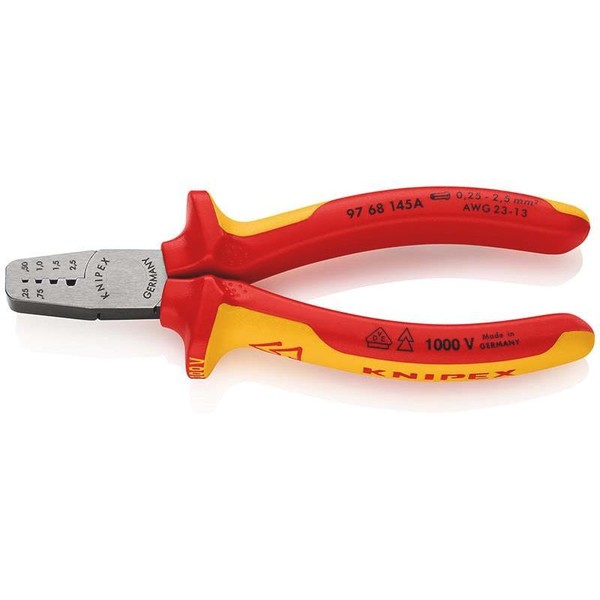 Knipex 97 68 145 A Vde-Crimpzange AderendhüLsen, 145 Mm, 0,25-2,5Mm²-image