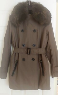 NWOT Mackage Frida-D Army Green Trench Coat racoon fur puffer vest S /P $1090
