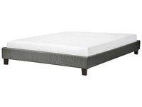 Polsterbett Grau Doppelbett Mit Lattenrost 160 X 200 Cm Modernes Bettgestell