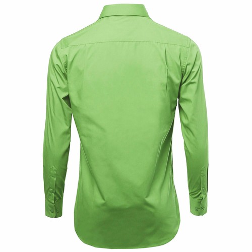 Herren Knopfleiste formelles Kleid Shirt Langarm einfarbig normale Passform - Bild 5 von 82