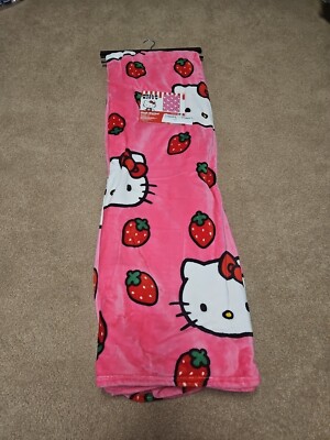 NWT Sanrio Hello Kitty Pink Strawberry 60inX90in(BIGONE) Throw