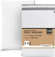 Poly Mailers 9x12 100 Pcs Self-Seal Shipping Envelopes For Businesses, Strong...