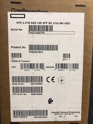 HPE 2.4TB SAS 10K SFF BC 512e Mission Critical Gen10 Plus & V2 See Description