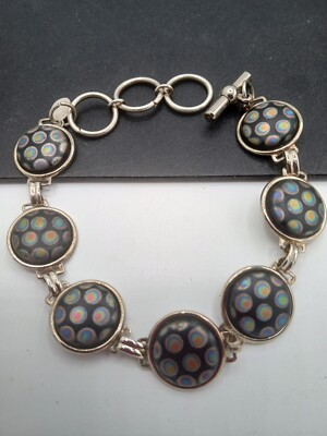 Vintage Zero Gravity Art Glass Silver Link Bracelet