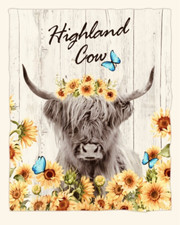 Throw Blanket Lg Highland Cow Sunflower Cozy Gifts for Women Men 60 X 39"