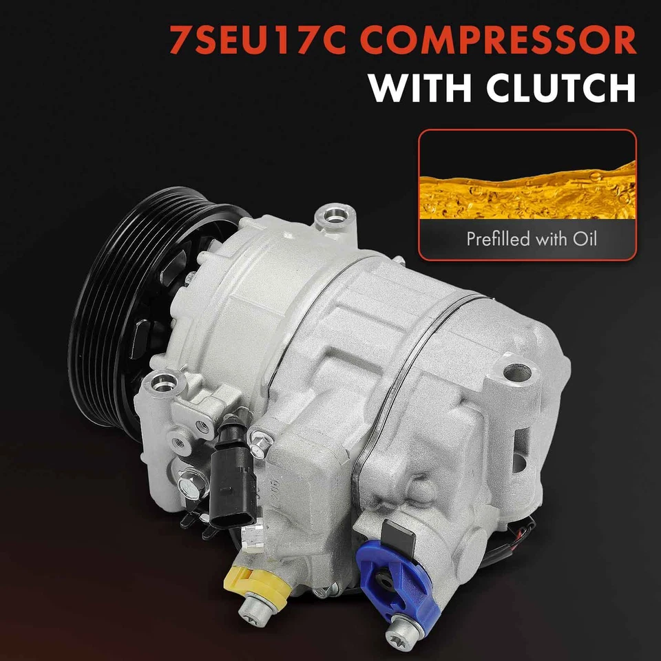 Компрессор кондиционера с 6-канавочным шкивом для Audi A4 Quattro 2004-2005 Q5 13-17 S4 SQ5 - Изображение 3 из 4