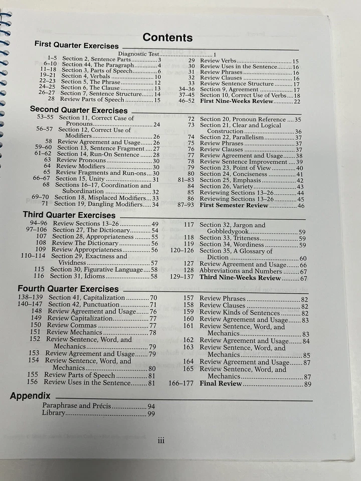 Abeka Workbook for Handbook of Grammar & Composition VI Teacher Key 1st Ed H3 11 - Image 4 of 4