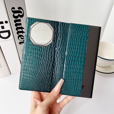 Smart View Crocodile Pattern Genuine Leather Case For Huawei Mate XT Ultimate