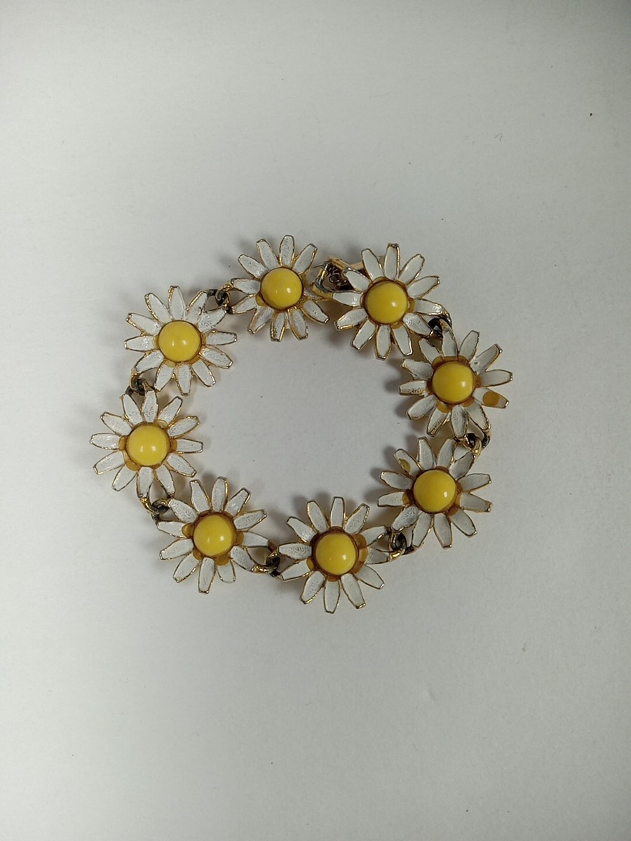 Vintage Weiss Sunny Daisy Enamel Chain Link Belt Necklace Rare Vintage Weiss Sunny Daisy Enamel Chain Link | Mercari main image 3
