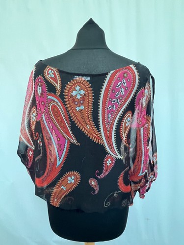 Jane Norman Paisley Print Cold Shoulder Blouse Size 10 Chiffon - Picture 7 of 8