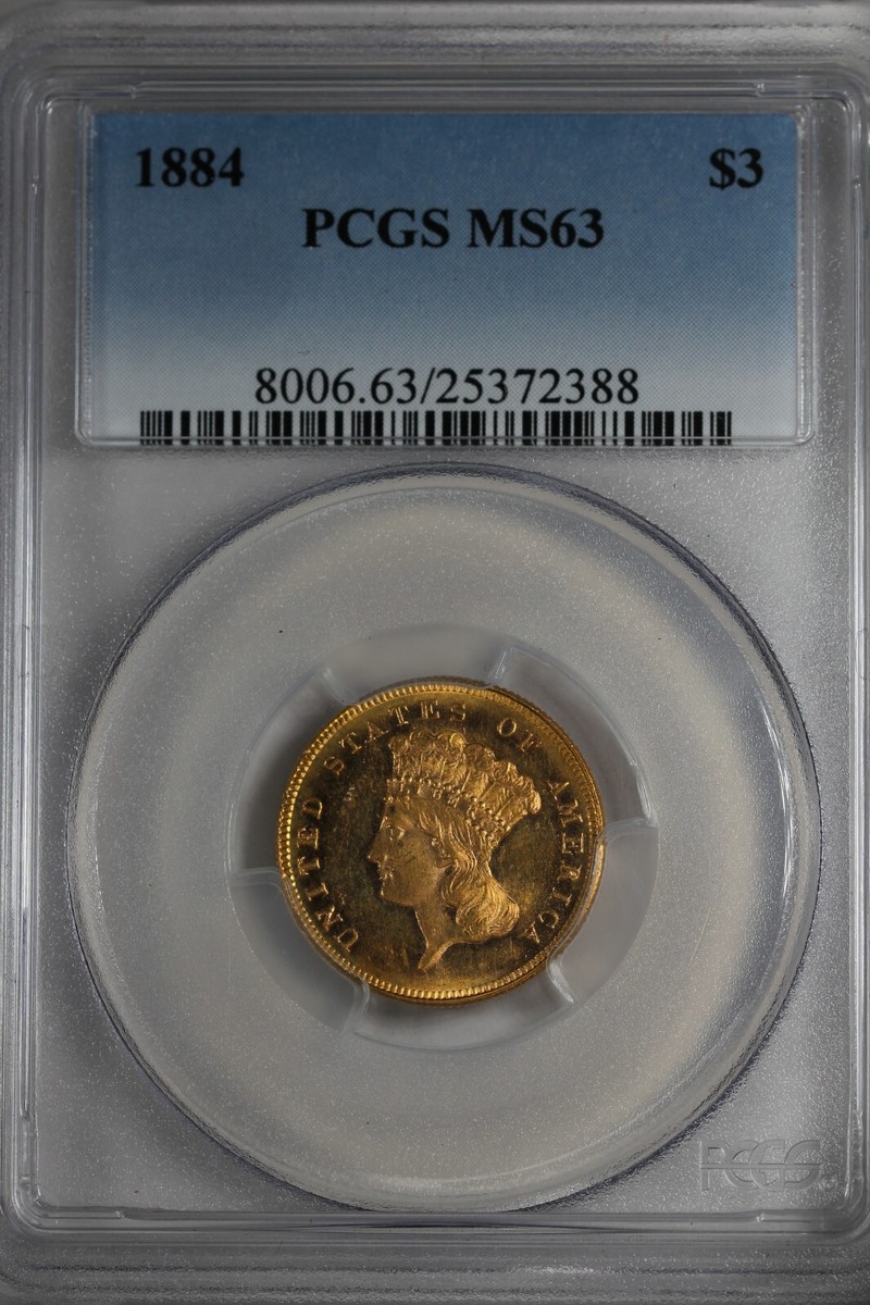 1884 G3.00 PCGS MS 63 $3 Gold, Three Dollar Gold | eBay