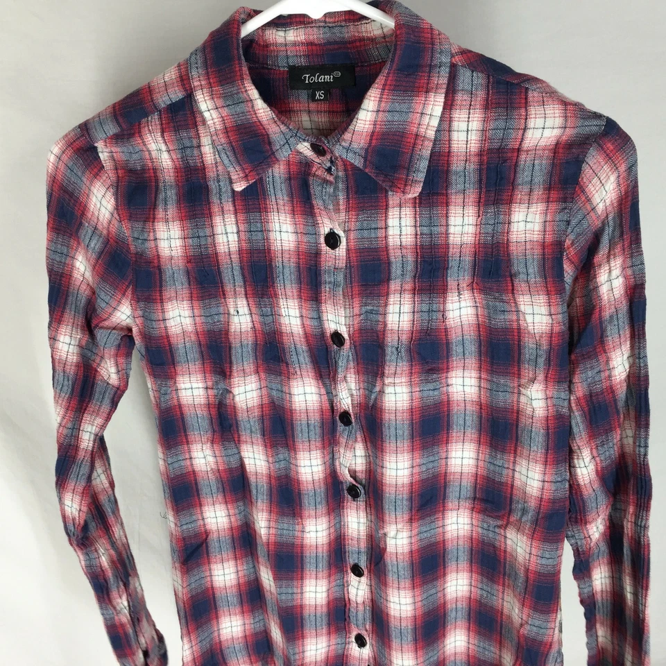 TOLANI ANTHROPOLOGIE SHIRT Size XS Plaid Long Sleeve Button Front Womens - Image 3 of 4