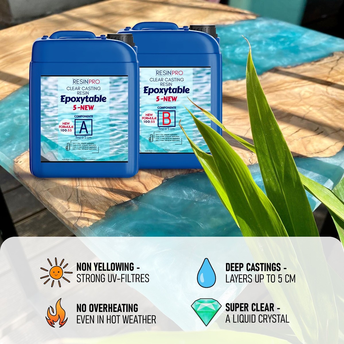 Epoxy Resin 1:1 Diamond MAX-UV Crystal Clear Casting Resin 2K Resin Hardener 0.1-10 Cm 1.5L (0.75L A 0.75L B - View #5