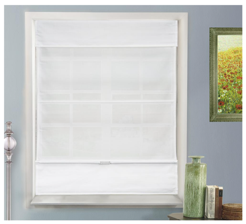 Daily White Cordless Light Filtering UV Protection Polyester Roman Shades - Picture 2 of 3