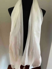 White 100% Silk Scarf (long) - made in Pakistan (stock # 305)