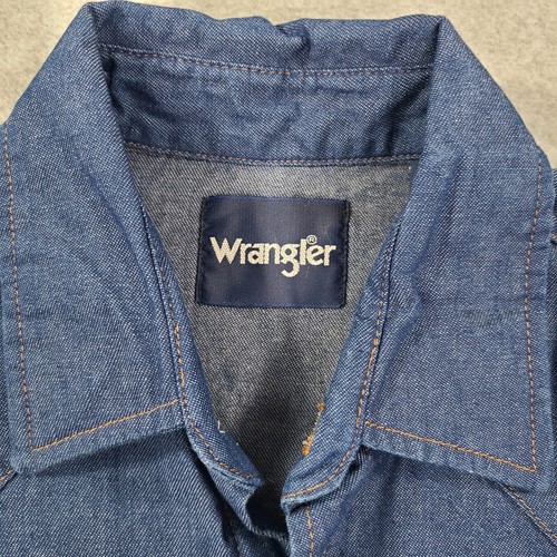 Wrangler Cowboy Cut Denim Western Shirt Mens Medium Blue LS Pearl Snap Buttons - Picture 3 of 21