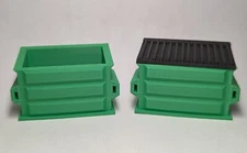 (2) - Green Garbage Trash Dumpster Set w/Lid O Scale Toy Diorama 1:48 1/48 - New