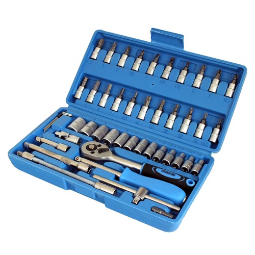 Set Presa e Punte Avvitatore 1/4" 46pz CRV Acciaio Torx Star Pozi Phillips + Custodia Voche - Foto 2 di 10