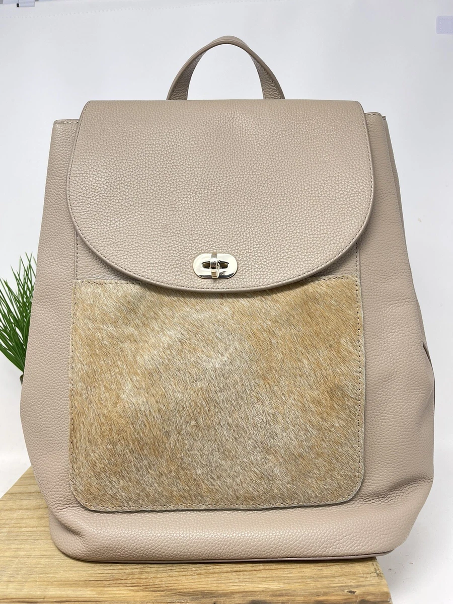 Draper James Pebble Leather Backpack~Cowhide Pocket Detail~Taupe~Adjustable  Stra | eBay