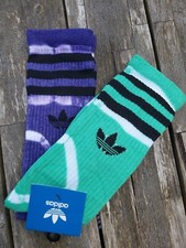 ADIDAS M 40-42 MID CUT CREW SOCKS Green / Black & Purple UK 6.5-8 adi5