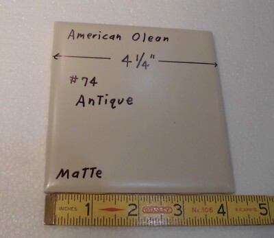 1 pc. Off-White / Dirty White: 4-1/4'' Antique American Olean ceramic Tile, Matte