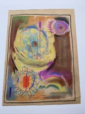 ANTIQUE DRAWING ABSTRACT MID CENTURY MODERN LISTED AMERICAN WALTER E COHEN  JR