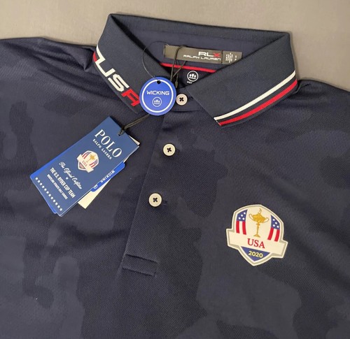 RLX Ryder Cup Golf Shirt Polo Logo Camo Ralph Lauren Small Navy Blue NWT - Picture 2 of 8