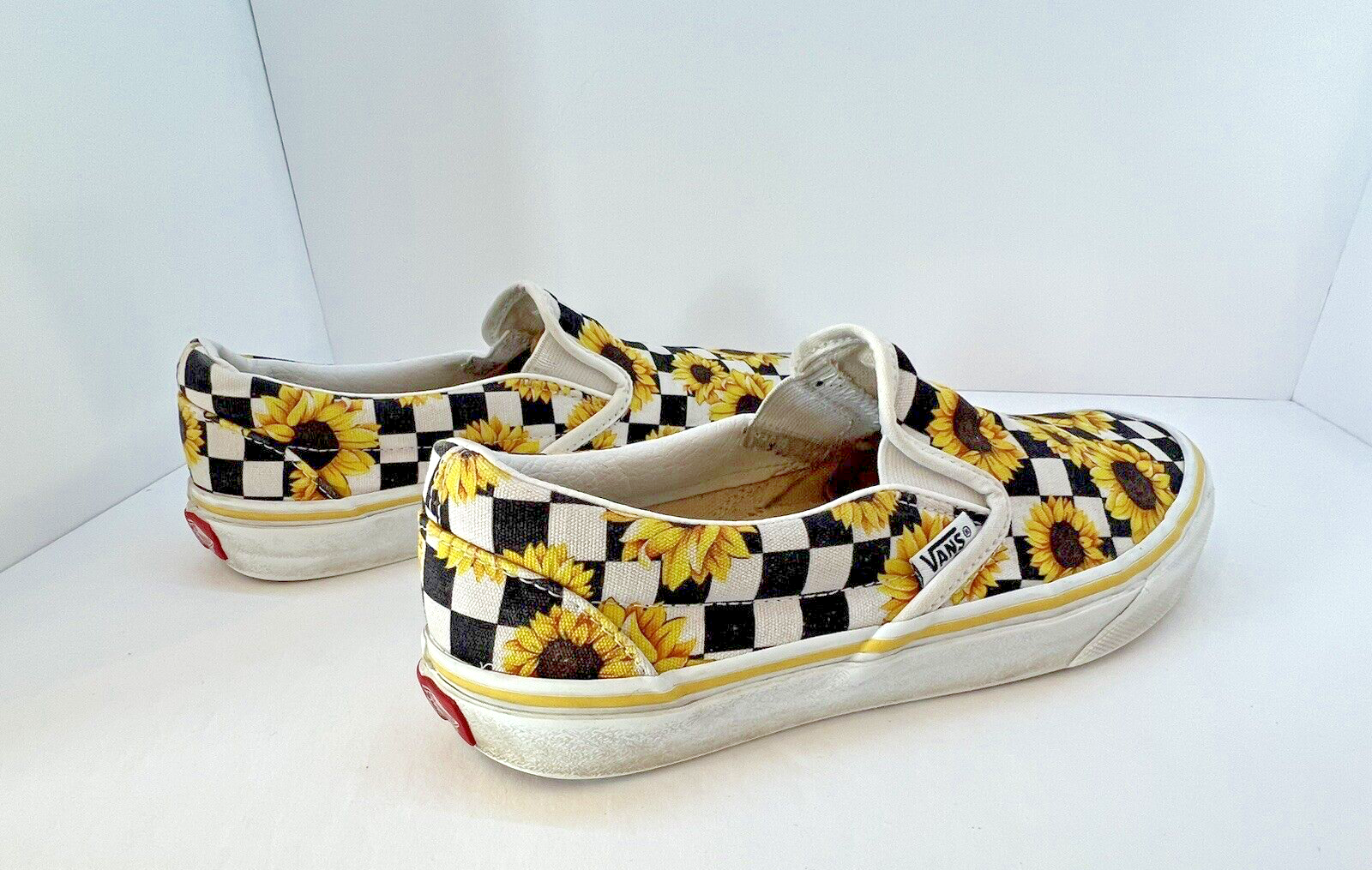 Vans Sunflowers Checkerboard Slip-On Women 7 Men 5.5 Off the Wall-image
