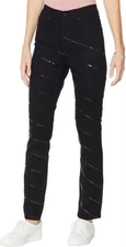 DG2 Diane Gilman Sequin Stripe Skinny Jean Basic Black 2 NEW (948)