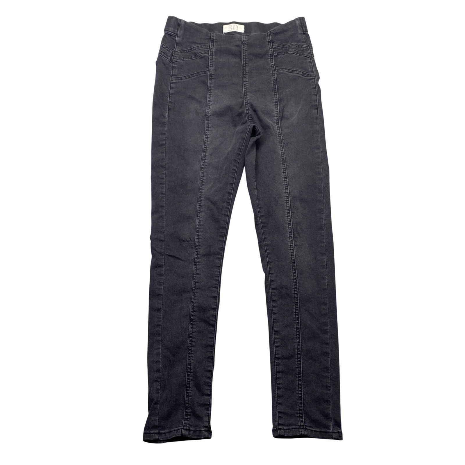Free People We The Free Skinny Seamed Pull On Jeans Faded Black Sz 30 Fits 28