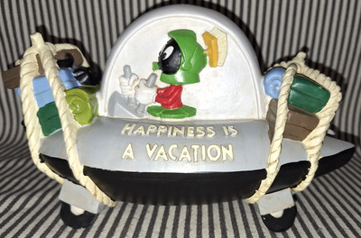 VTG 1994 MARVIN THE MARTIAN & K-9 Happiness Is A Vacation COIN BANK WARNER BROS.