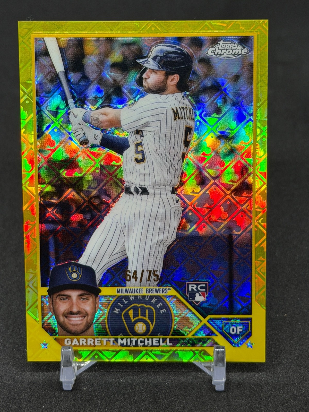 2023 Topps Chrome Logofractor- Garrett Mitchell #110 (RC) Yellow #/75
