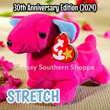    STRETCH   2024 Ty Beanie Babies 30th Anniv Pink DACHSHUND DOG Baby MWMT 