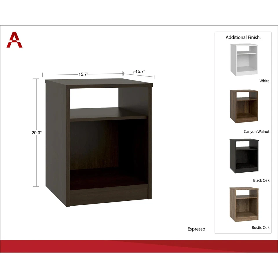 Mesita de noche Mainstays clásica de estante abierto, espresso NUEVA EN CAJA Foto 2 de 4