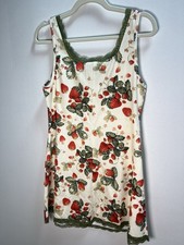 Cider NWT Strawberry Print Lace Trim Mini Dress Women’s L Cottagecore Coquette
