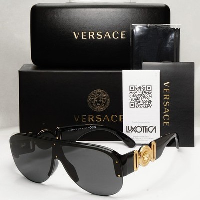 Versace Sonnenbrille Schwarz Gold Schild Pilot Medusa Biggie MOD VE 4391 GB1/87