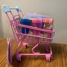 New Claire  s Mini PINK Shopping Cart for Desk Top Office 4.72  Stamps mini book