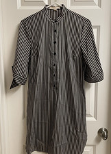 Michael Kors Shirt Dress Gray white stripe knee-length with pockets  