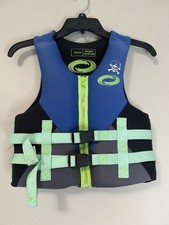 Youth O'Rageous Blue and Green Performance Swim Vest, 50-90lbs