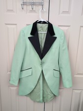 Vintage After Six Mint Green Black Velvet Collar Jacket 39 Long