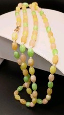 Vintage Hong Kong Pastel Beaded Necklace Plastic 48" Flapper Long