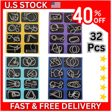 32 pcs Metal Montessori Puzzle Wire IQ Mind Brain Teaser Children Adults Toys...