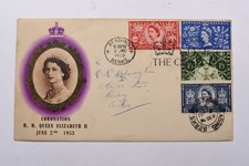 1953 Coronation Illustrated FDC Complete set of 4 stamps - Reading Cancel