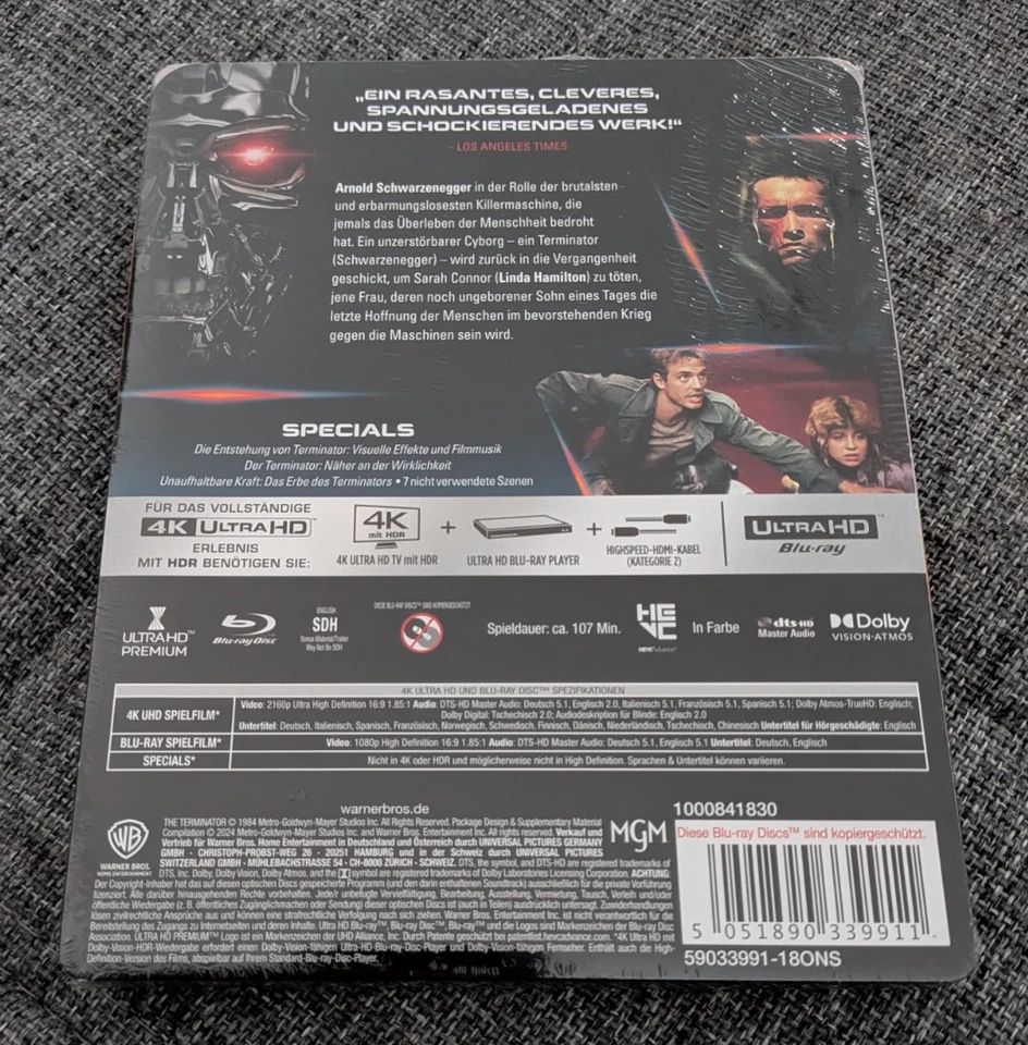 TERMINATOR (1984) 4K ULTRA HD + BLU-RAY STEELBOOK ARNOLD SCHWARZENEGGER *NEU+OVP - Bild 2 von 4
