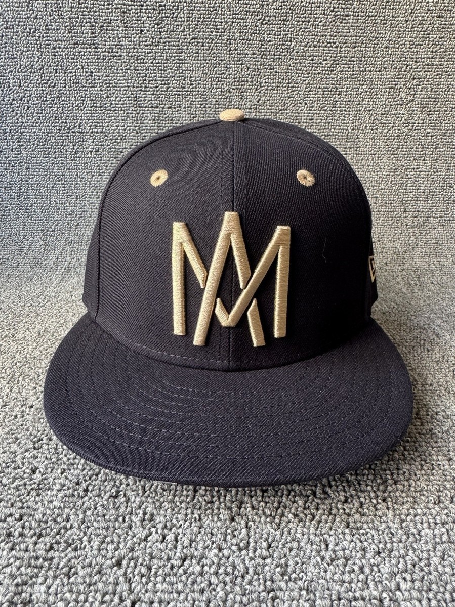 New Era M Logo 59FIFTY Fitted Flat Brim Black Tan 6 7 8 Hat