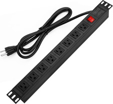 Power Strip Surge Protector Rack-Mount PDU, 8 Right Angle Outlets Wide-Spaced, M